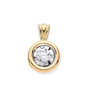 18K Yellow Gold Rubover Set Diamond Pendant & Neck Chain - Choice Of Grades - Pobjoy Diamonds
