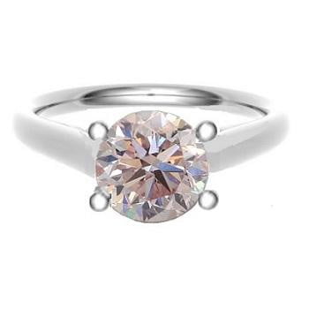 18K Gold Round Cut Vey Light Pink Diamond Solitaire Ring 1.00 Carat - Pobjoy Diamonds