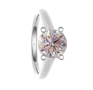 18K Gold Round Cut Vey Light Pink Diamond Solitaire Ring 1.00 Carat - Pobjoy Diamonds