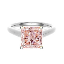 Load image into Gallery viewer, 18K Gold Fancy Vivid Intense Orangy Pink Princess Cut Lab Grown Diamond 0.70 Carat Ring - Pobjoy Diamonds