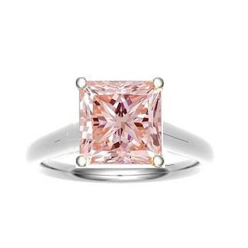 18K Gold Fancy Vivid Intense Orangy Pink Princess Cut