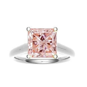 18K Gold Fancy Vivid Intense Orangy Pink Princess Cut Lab Grown Diamond 0.70 Carat Ring - Pobjoy Diamonds