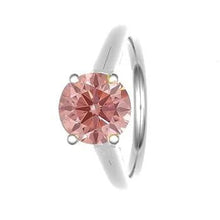 Load image into Gallery viewer, 18K Gold Round Cut Fancy Intense Pink Lab Grown Diamond Ring 0.46 Carat - Pobjoy Diamonds