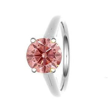 Load image into Gallery viewer, 18K Gold Round Cut Fancy Intense Pink Lab Grown Diamond Ring 0.50 Carat - Pobjoy Diamonds
