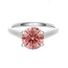 Load image into Gallery viewer, 18K Gold Round Cut Fancy Intense Pink Lab Grown Diamond Ring 0.50 Carat - Pobjoy Diamonds