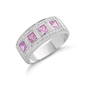9K White Gold Pink Sapphire Ring - Pobjoy Diamonds