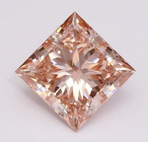 18K Gold Fancy Vivid Intense Orangy Pink Princess Cut Lab Grown Diamond 1.15 Carat Ring - Pobjoy Diamonds