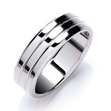 Load image into Gallery viewer, 950 Palladium Flat Court Twin Grooved 7mm Ring - Pobjoy Diamonds