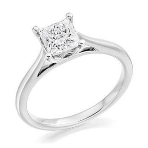 18K White Gold 0.50 Carat Princess Cut Lab Grown Ring F/VS1 - Pobjoy Diamonds