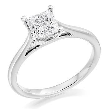 18K Gold 1.00 Carat Princess Cut Solitaire Lab Grown Diamond Ring G/VS2 - Pobjoy Diamonds