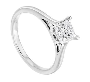 14K Gold 0.50 Carat Princess Cut Solitaire Lab Grown Diamond Ring G/Si1 - Pobjoy Diamonds