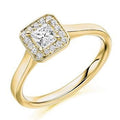 18K Yellow Gold 0.48 CTW Princess Cut Halo Diamond Ring