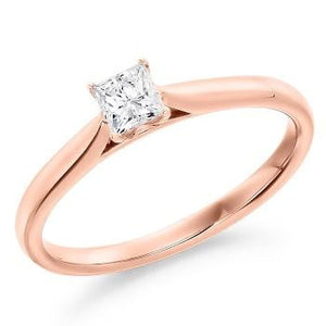 14K Gold 0.50 Carat Princess Cut Solitaire Lab Grown Diamond Ring G/Si1 - Pobjoy Diamonds