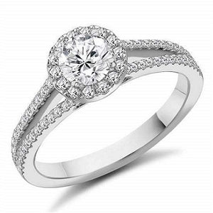 950 Platinum Round Brilliant Cut Halo Diamond Ring 0.90 CTW - Tuscany F/VS1 - Pobjoy Diamonds