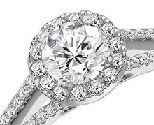 Load image into Gallery viewer, 950 Platinum Round Brilliant Cut Halo Diamond Ring 0.90-1.00 CTW - Pobjoy Diamonds