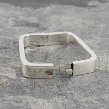 Handmade Silver Rectangle Bangle - Pobjoy Diamonds