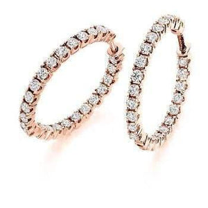 18K gold claw set 1.00 carat diamond hoop earrings-Pobjoy Diamonds