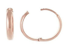 Load image into Gallery viewer, Rose Gold Plated Sterling Silver Hinged Hoop Earrings By Pobjoy
