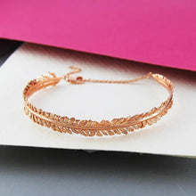 Load image into Gallery viewer, Handmade 18K Rose Gold Plated On Silver Fern Bangle - Pobjoy Diamonds