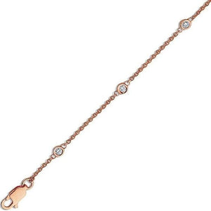 18K Rose Gold Rubover Set Diamond Bracelet 