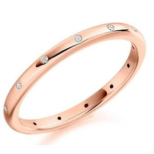 18K Rose Gold & Diamond Wedding Ring From Pobjoy