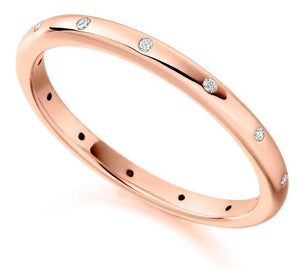 18K Rose Gold & Diamond 2mm Wedding Band - Pobjoy Diamonds