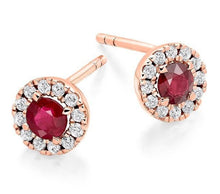 Load image into Gallery viewer, 18K Gold Ruby &amp; Diamond Earrings - Pobjoy Diamonds