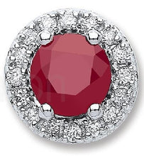 Load image into Gallery viewer, Ruby &amp; Diamond 9K  White Gold Round Stud Earrings - Pobjoy Diamonds