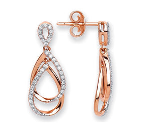 18K Rose Gold & 0.30 Carat Diamond Drop Earrings G-H/Si
