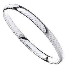 Load image into Gallery viewer, Sterling 925 Silver Ribbed Ladies Bangle - Pobjoy Diamonds