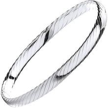 Load image into Gallery viewer, Sterling 925 Silver Ribbed Ladies Bangle - Pobjoy Diamonds