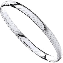 Load image into Gallery viewer, Sterling 925 Silver Ribbed Ladies Bangle - Pobjoy Diamonds