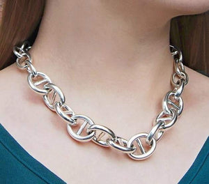 Handmade Chunky Silver Circle Link Necklace - Pobjoy Diamonds