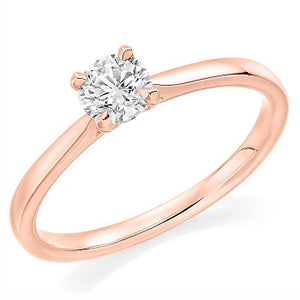 18K Gold Round Brilliant Cut Solitaire Engagement Ring Mount - Riviera - Pobjoy Diamonds