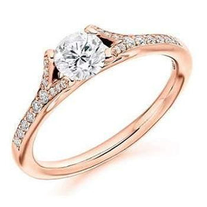 18K Gold & Diamond Set Shoulder Solitaire Engagement Ring Pobjoy Diamonds