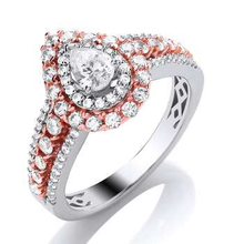 Load image into Gallery viewer, 950 Platinum &amp; Rose Gold Pear Diamond Ring - Pobjoy Diamonds