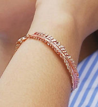 Load image into Gallery viewer, Handmade 18K Rose Gold Plated On Silver Fern Bangle