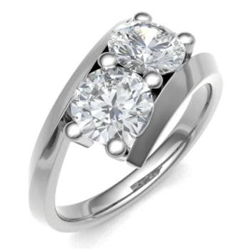 18K Gold 2.00 Carat Twin Diamond Set Engagement Ring - F/VS2 - Pobjoy Diamonds