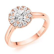 Load image into Gallery viewer, 18K Rose Gold 0.85 CTW Halo Diamond Ring