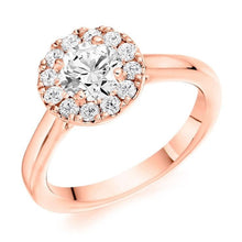 Load image into Gallery viewer, 18K Rose Gold 0.85 CTW Halo Diamond Ring