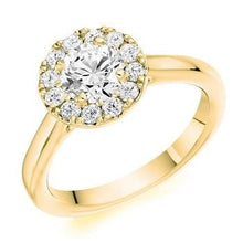 Load image into Gallery viewer, 18K Yellow Gold 0.85 CTW Halo Diamond Ring