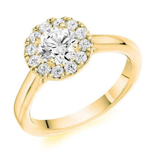 Load image into Gallery viewer, 18K Yellow Gold 0.85 CTW Halo Diamond Ring
