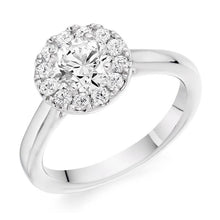 Load image into Gallery viewer, 950 Platinum 0.85 CTW Halo Diamond Ring