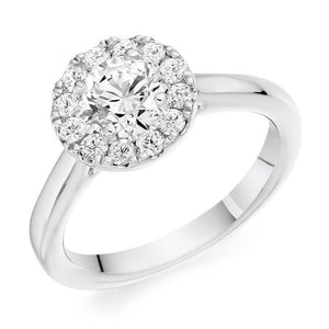 950 Platinum 0.85 CTW Halo Diamond Ring