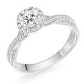 950 Palladium 1.30 CTW Diamond Halo & Shoulder Ring