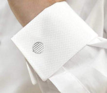 Load image into Gallery viewer, 925 Silver Circular Striped Cufflinks - Pobjoy Diamonds