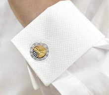 Load image into Gallery viewer, 14K Gold &amp; Sterling Silver Clock Cufflinks - Pobjoy Diamonds