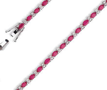 Load image into Gallery viewer, 18K White Gold 6 Carat Ruby &amp; Diamond Tennis Bracelet-Pobjoy