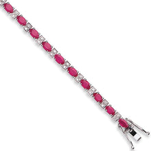 Load image into Gallery viewer, 18K White Gold 6 Carat Ruby &amp; Diamond Tennis Bracelet - Pobjoy Diamonds