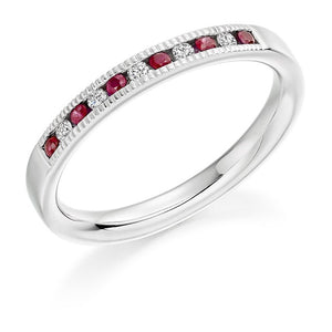 950 Platinum & Ruby Half Eternity Ring 0.23 CTW - Pobjoy Diamonds